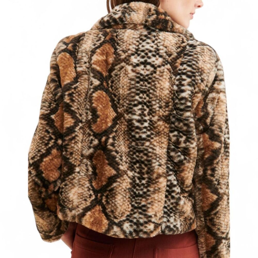 Blank NYC Faux Fur Snake Print Teddy Jacket - Size XS - Picture 2 of 8